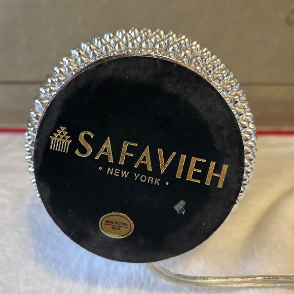 Safavieh New York Glam Beaded Double Gourd Table Lamp Silver Bedside Accent - Picture 3 of 8